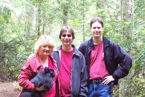Karin, Peter, and Kevin, with Koda