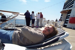 Kay relaxing on deck