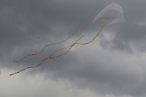 Spooky ghost kite flies high