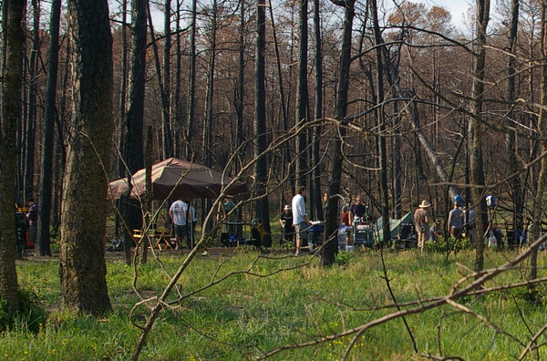 Movie set in woods