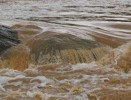 Water flowing over rock