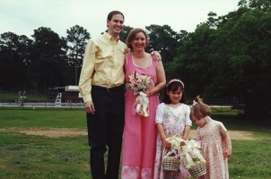With flower girls