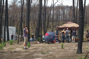 Movie set in woods