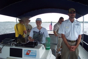 Kevin driving the boat