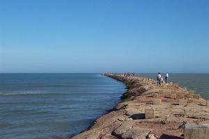 Rock jetty at Isla Blanca park