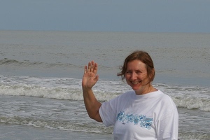 Kay on the beach