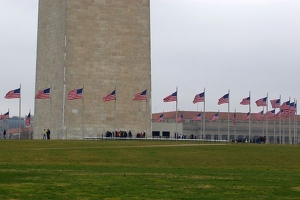 Flags around Washington Monument