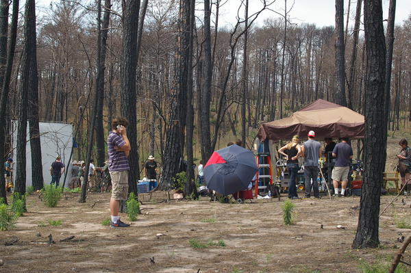 Movie set in woods